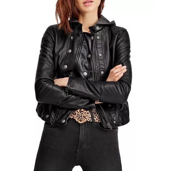 Free People Dawn Vegan Faux Leather Jacket - Picture 1 of 16